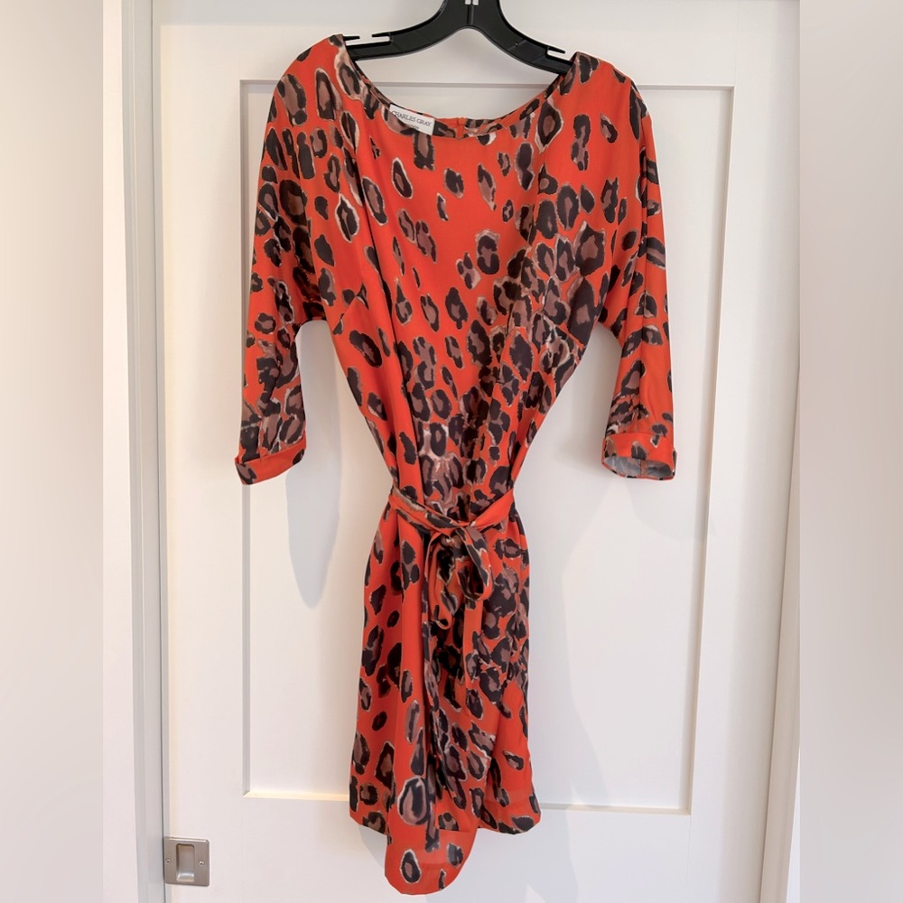 Charles Gray London - Animal Print/ Abstract Orange Dress (Size XS)